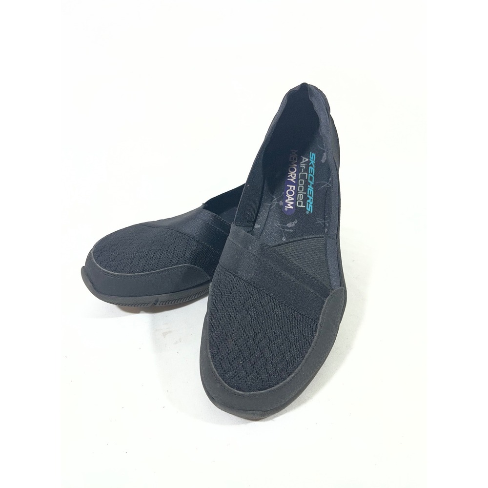 Skechers Air-Cooled Memory Foam‎ Slip On Comfort Walking Shoes Women 7.5 Black